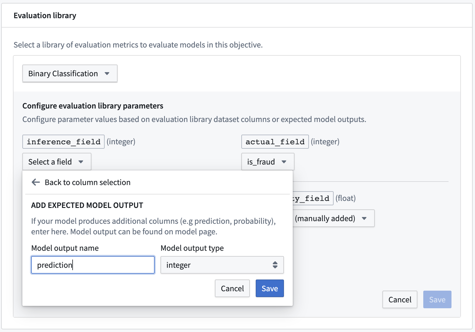 Configure expected model output