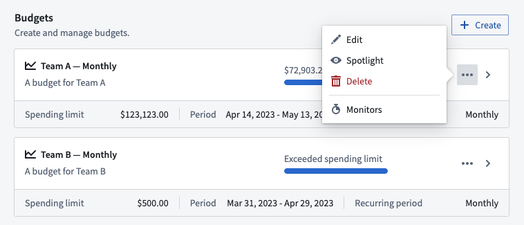 Monitor a budget