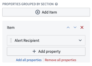 Alert Recipient property added to the proposal reviewer configuration sidebar with the 'New' prefix highlighted to indicate it can be removed