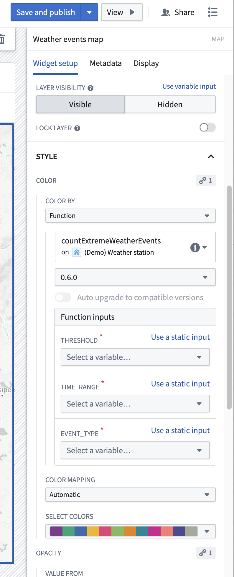 Additional arguments to a styling function in the Workshop Map widget.