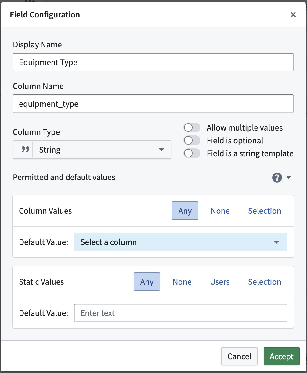 Output field configuration