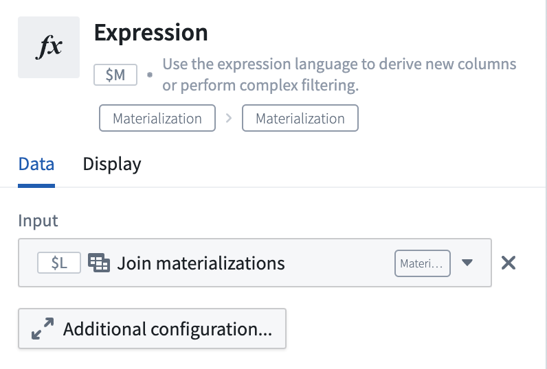 Expression configuration panel