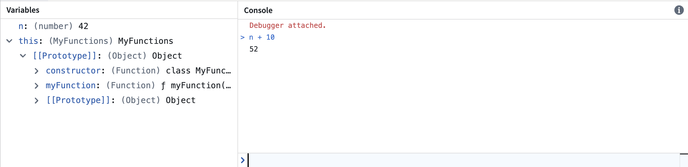 Debugger console.