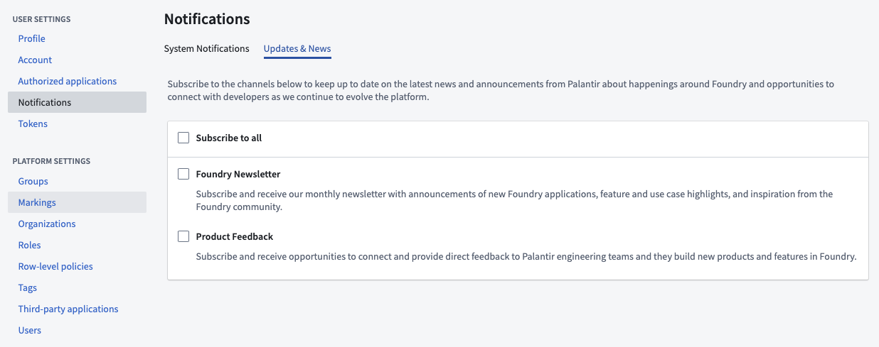 How to subscribe to Foundry Newsletter and Product Feedback