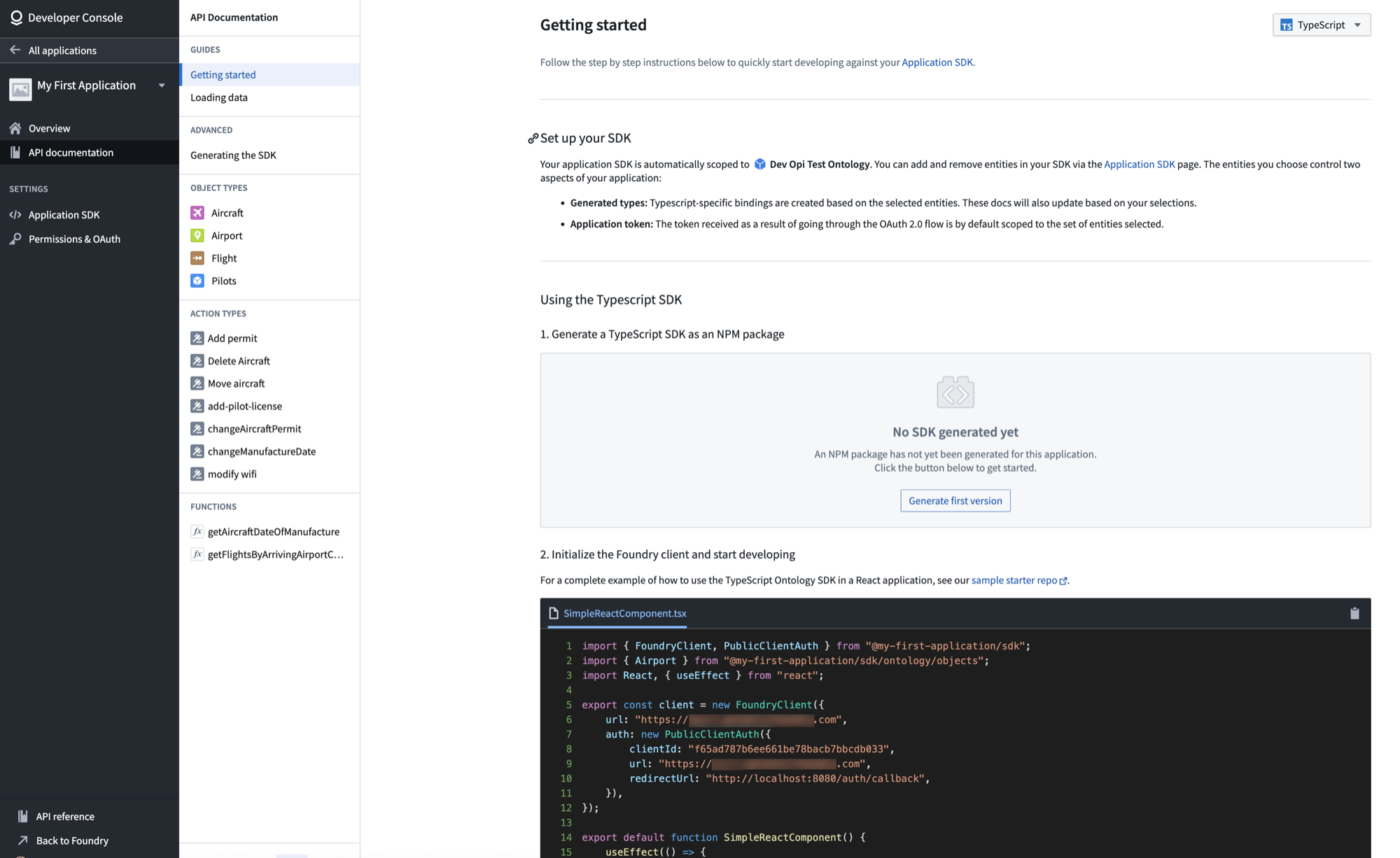 Select the Generate first version button to create your SDK.