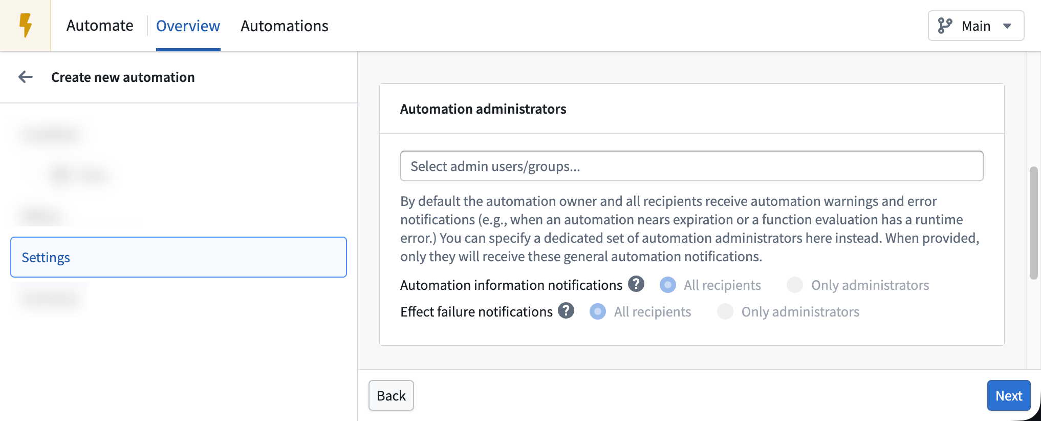 Ontology Management App - automations for object type
