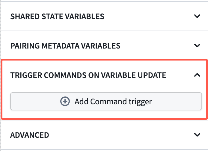 The Add command trigger button in the App Pairing widget's configuration menu is displayed.