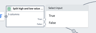 Screenshot of the Select input Split transform window