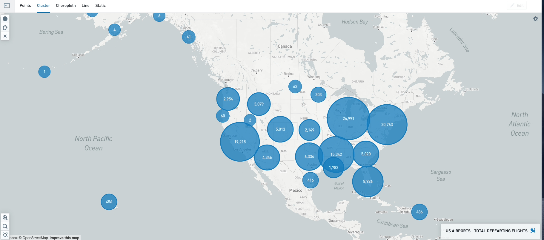 An example of a cluster layer on a Map [Legacy] widget.