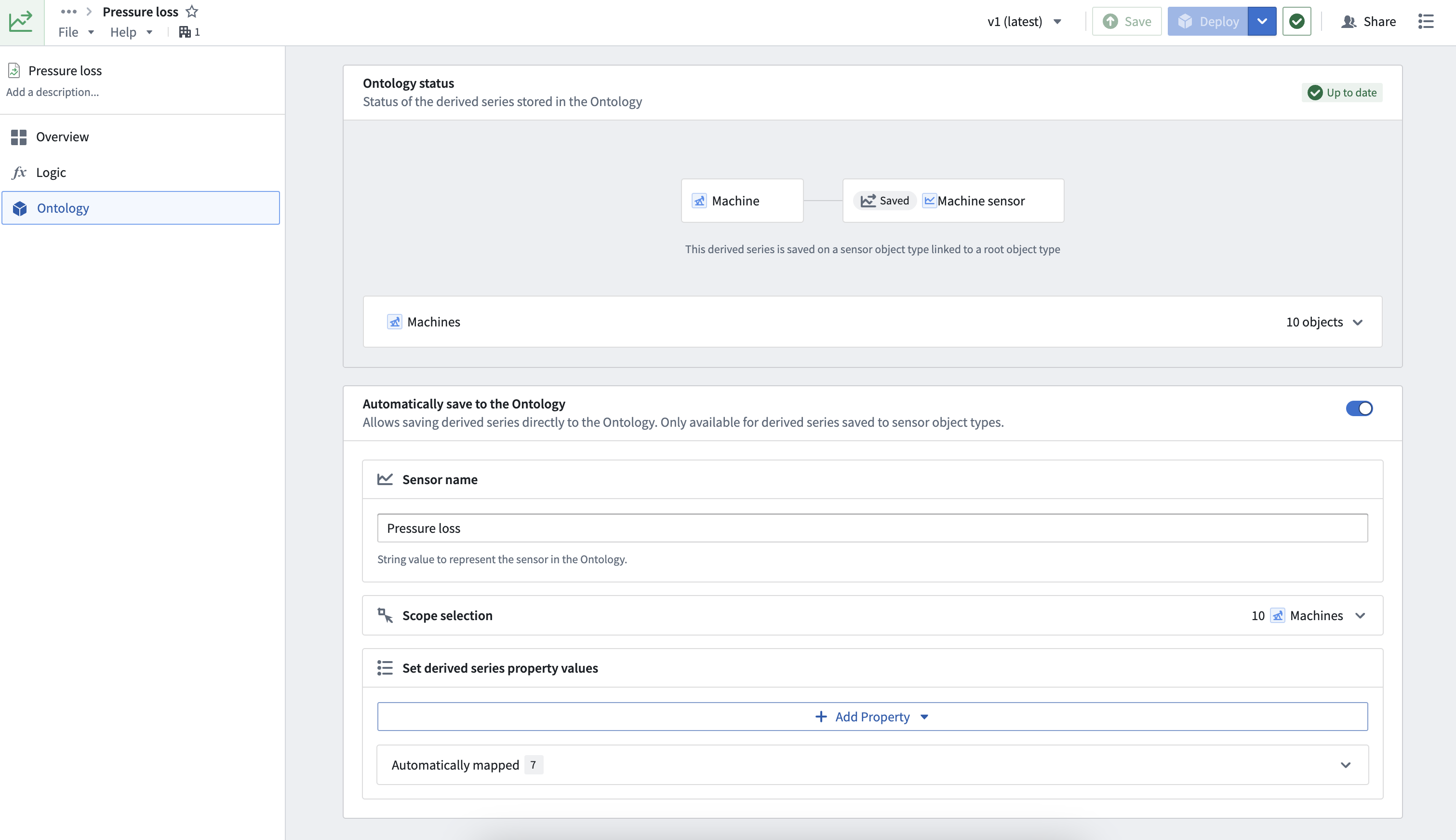 The derived series "Ontology" tab.