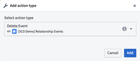 Add action type dialog.