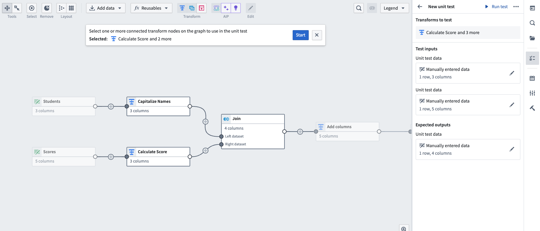 The reselection process for a unit test.