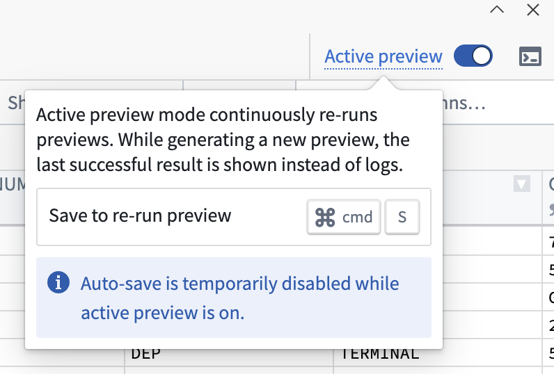 The Active Preview auto-save setting.