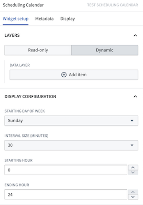 Display configuration panel
