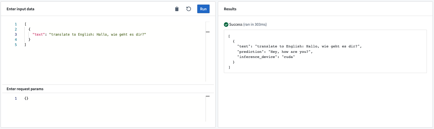 Example sequence to sequence query in a live deployment
