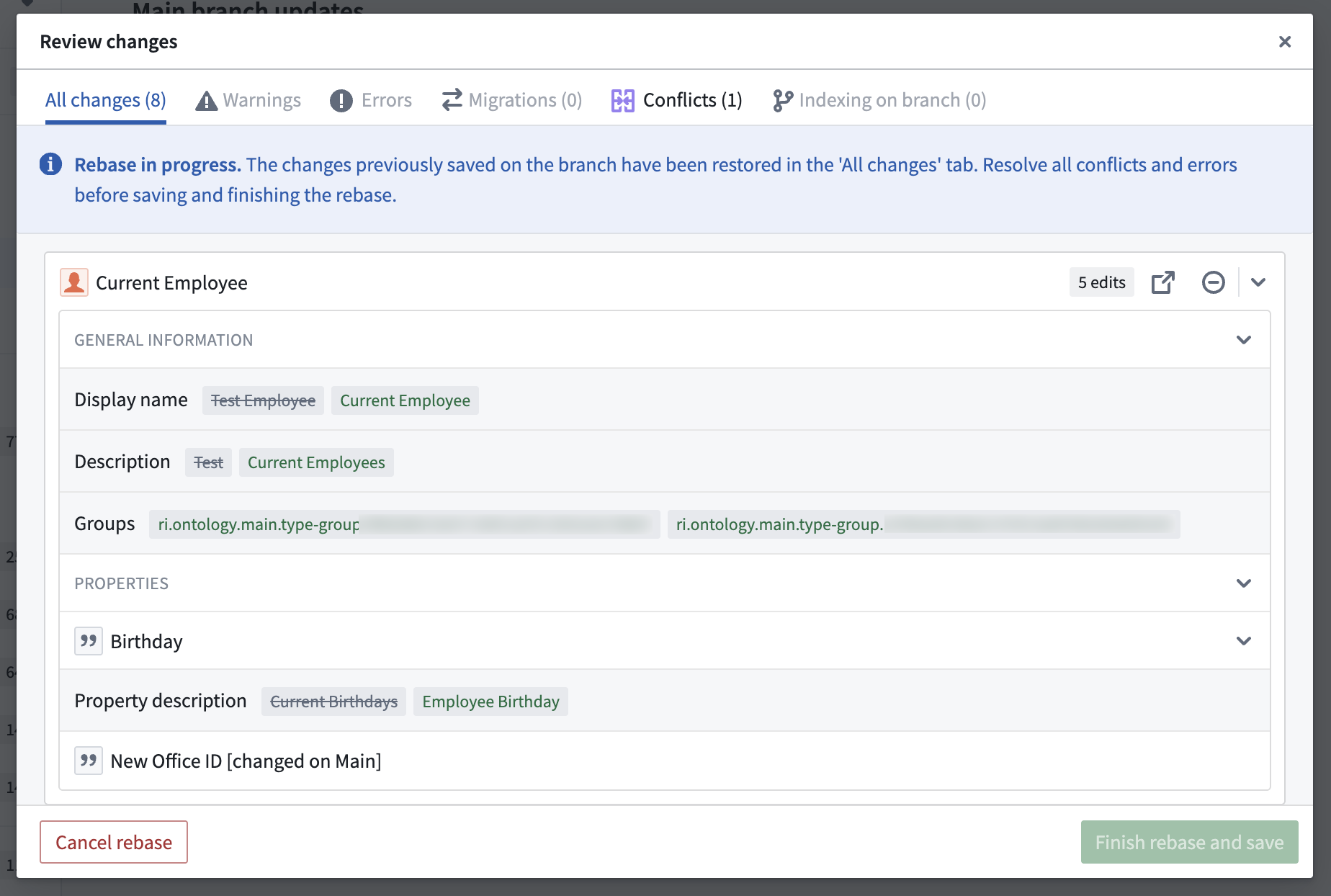 Review rebase changes.