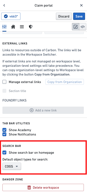 Search bar configuration