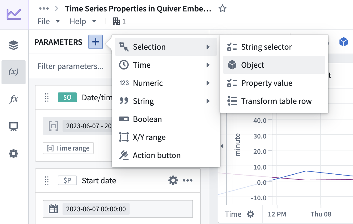 The Quiver add object selector parameter.