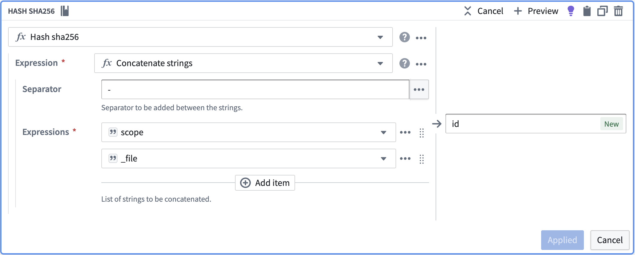 Screenshot of stable id