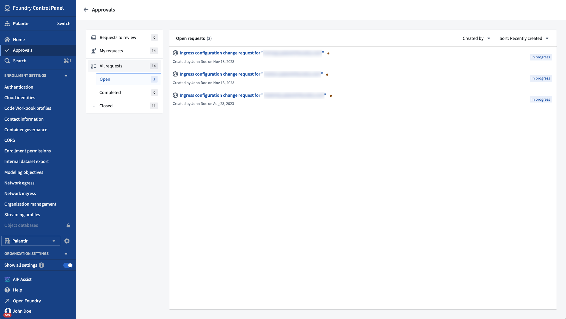 The Control Panel Approvals inbox interface shows current approval requests.
