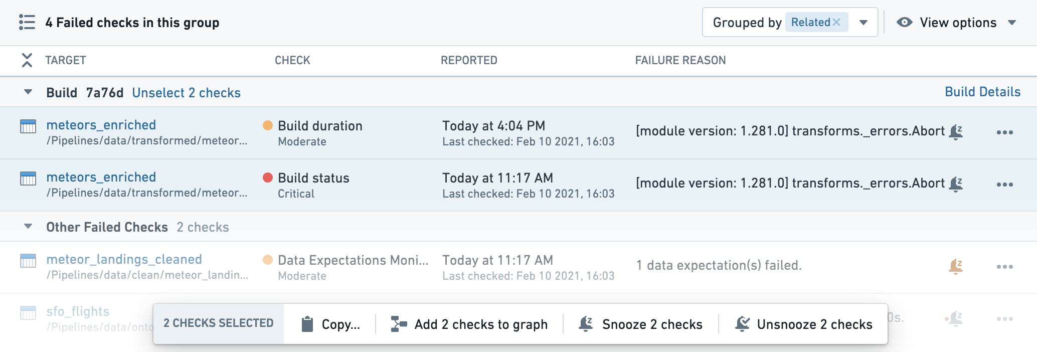 Actions toolbar.