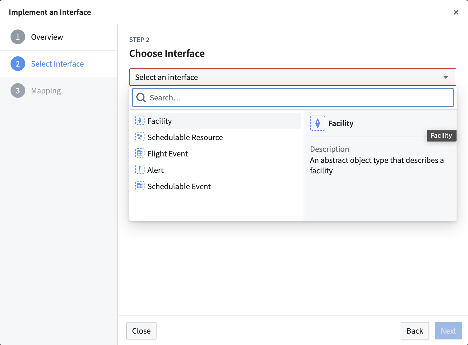 Select interface to implement.