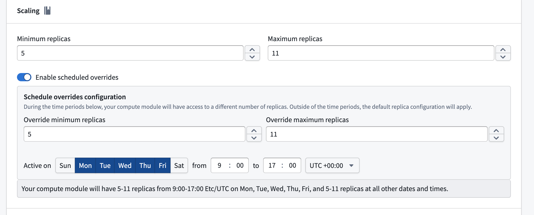 Scaling scheduled override toggle