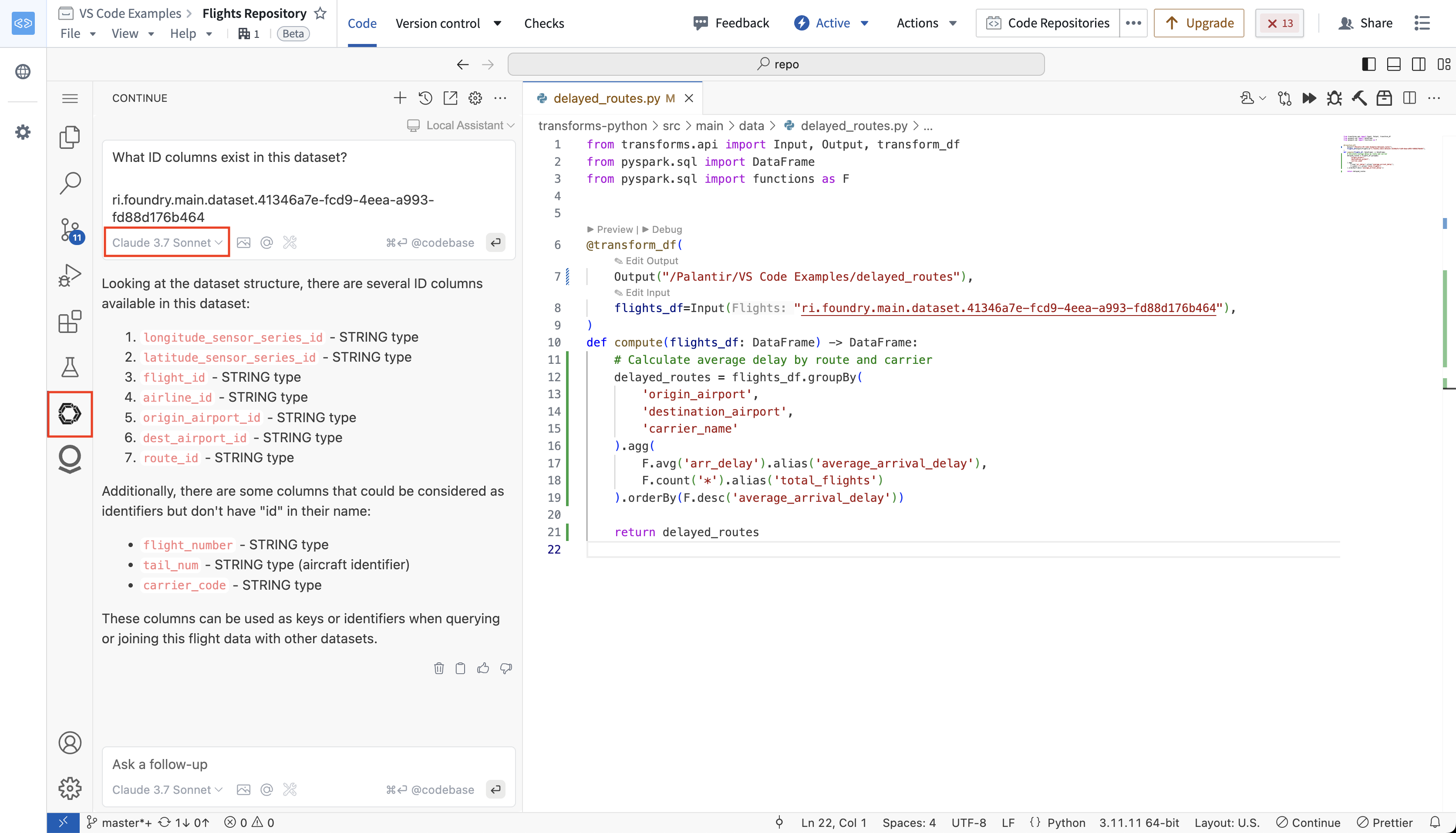 The continue extension in VS Code Workspaces