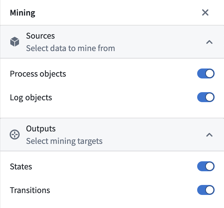 Mining side panel settings.