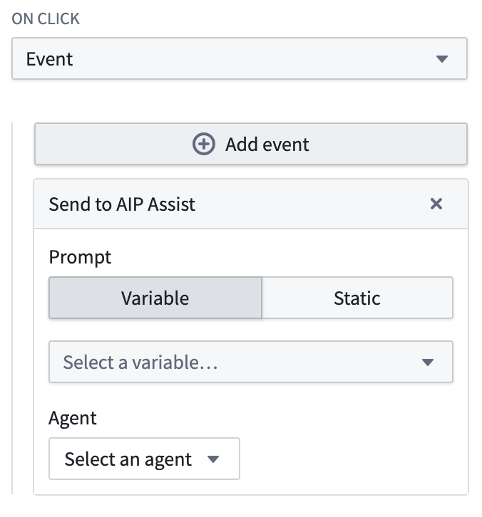 Button Group Send to AIP Assist Event Configuration