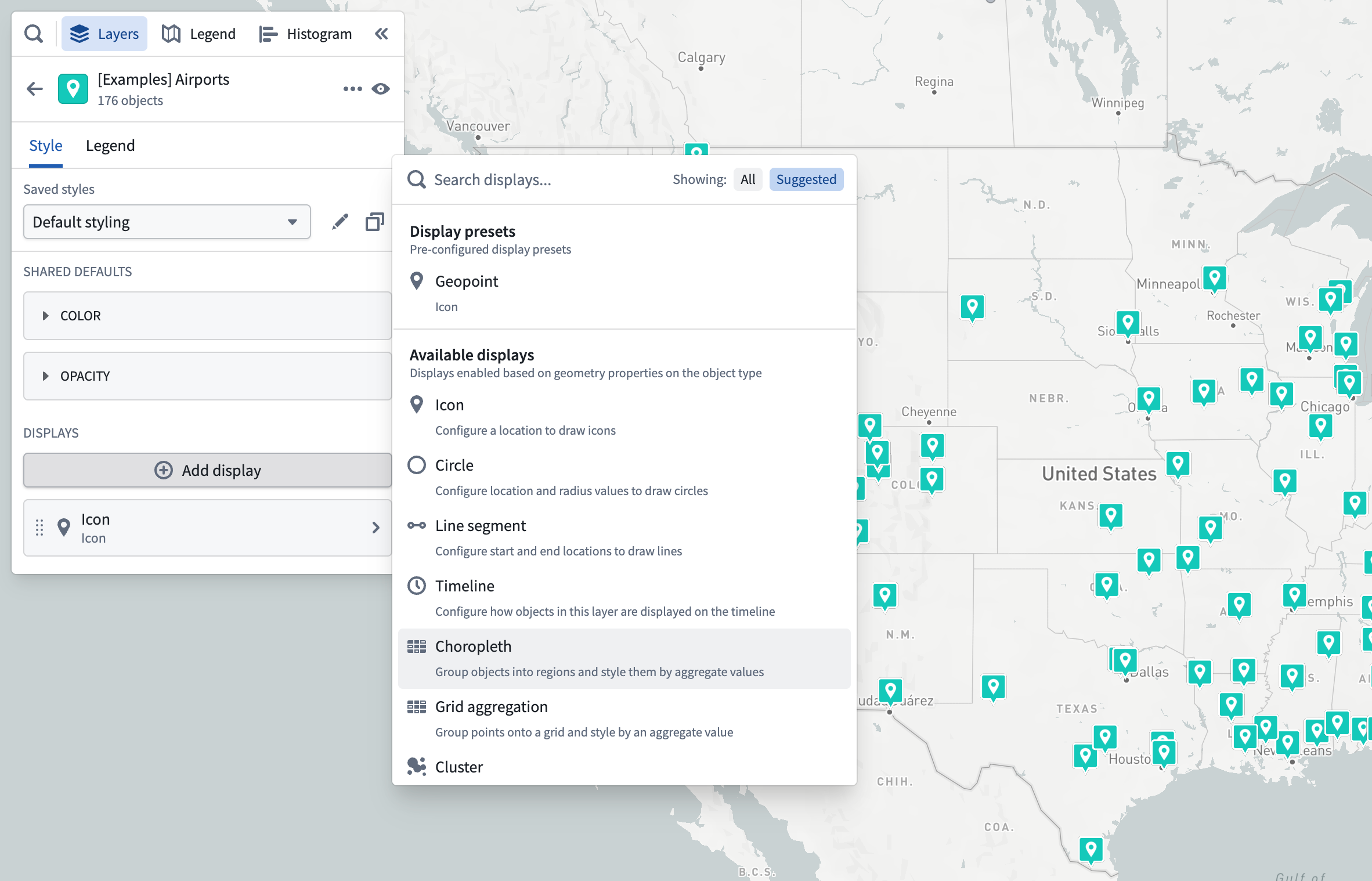 Add choropleth option in display menu.