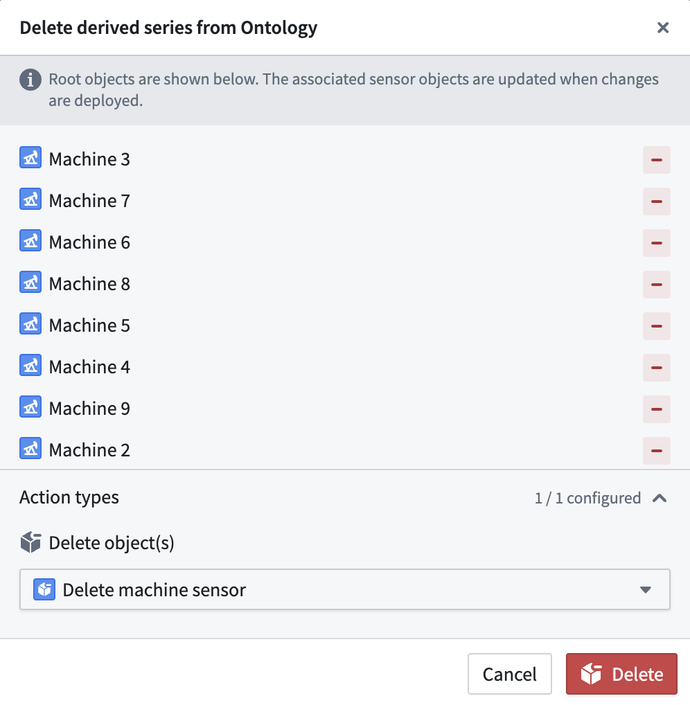 The derived series deletion dialog.
