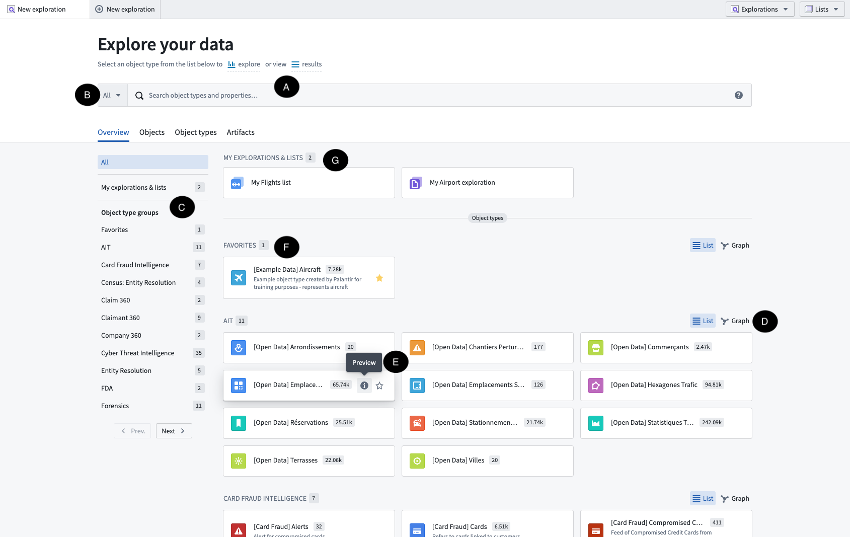 Object Explorer home page