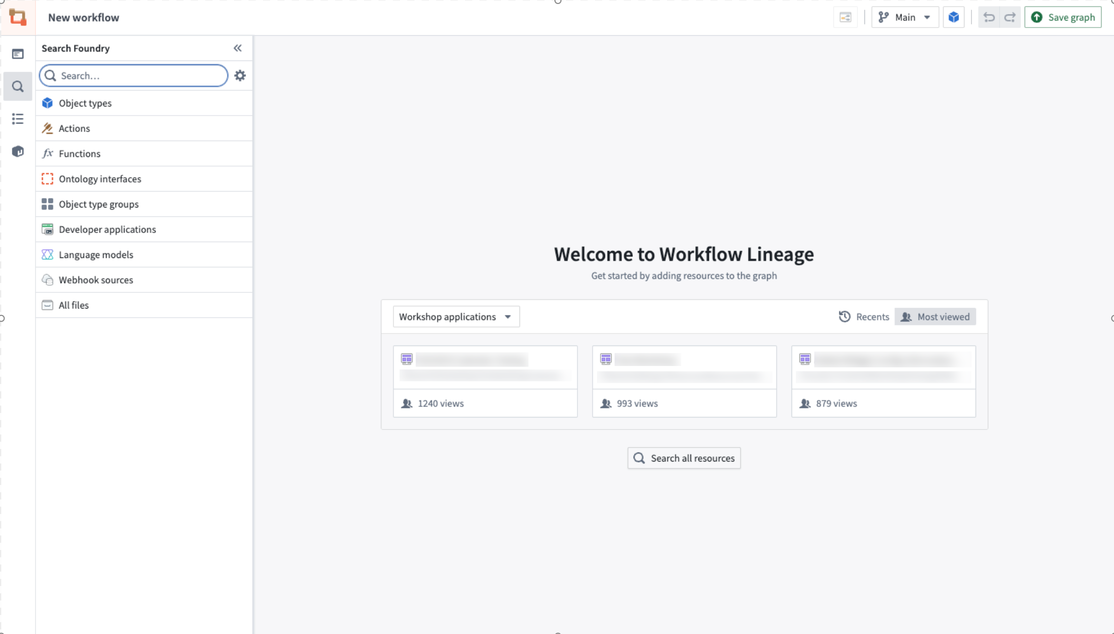 Empty Workflow Lineage graph.