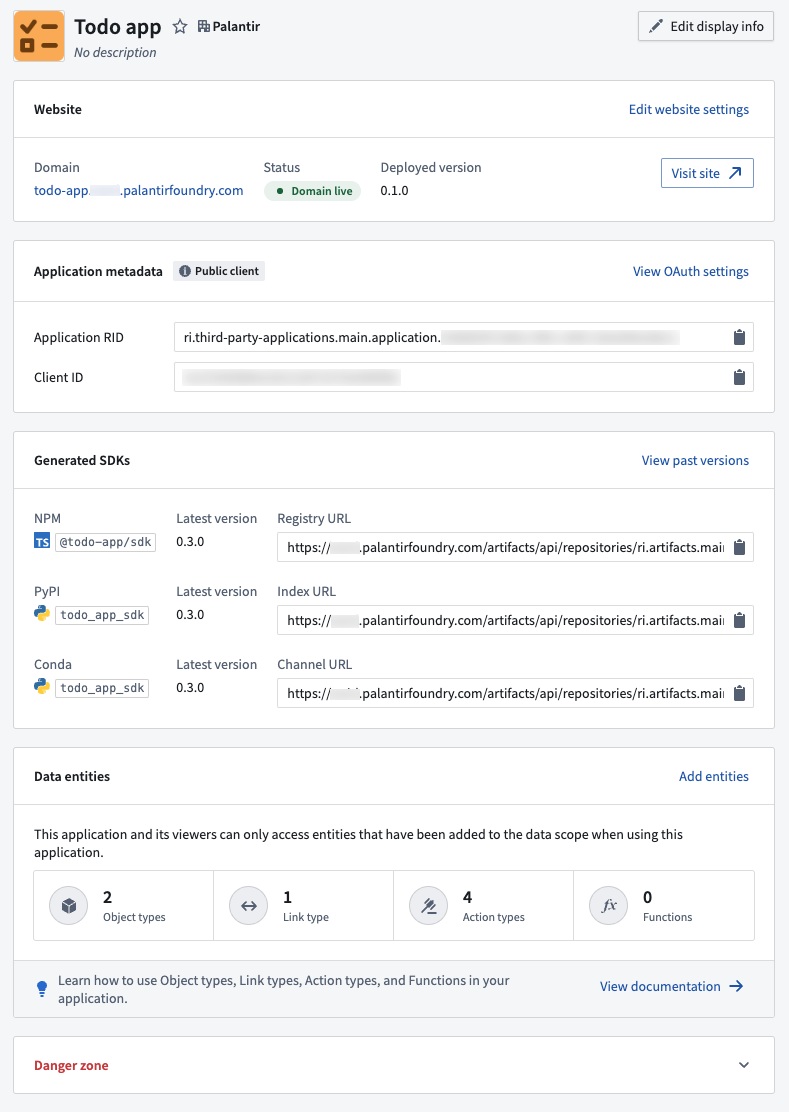 The demo app setup page shows example code and documentation.