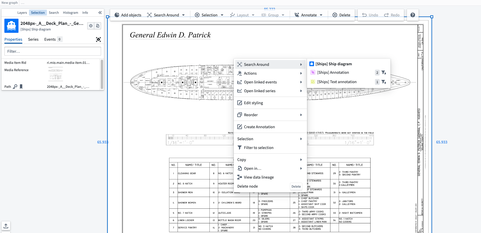 The Search Around feature on a Vertex graph.