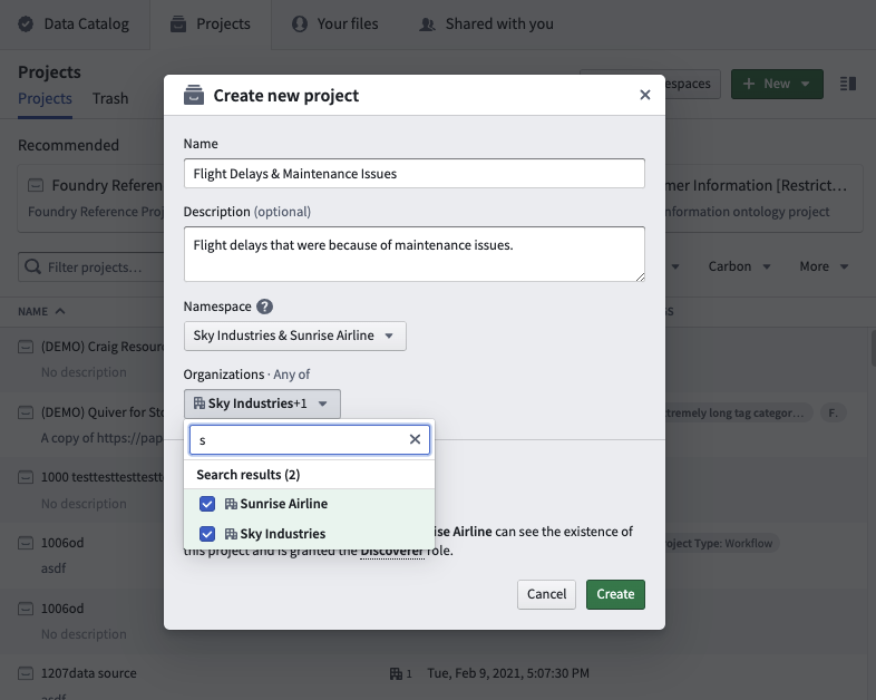 Create a shared Project