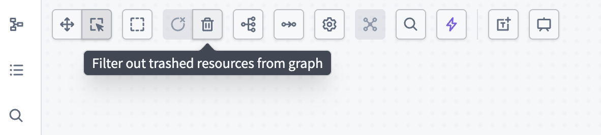 Trashcan button in Workflow Lineage to filter out trashed resources