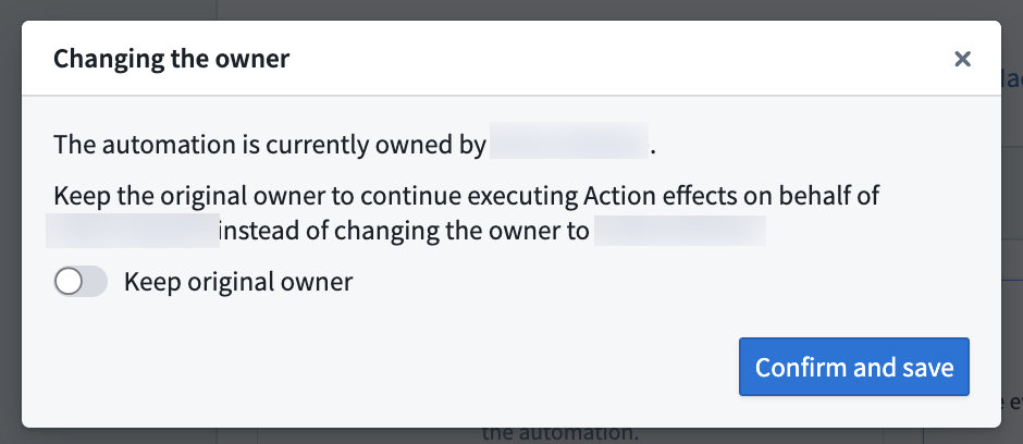 Change of ownership