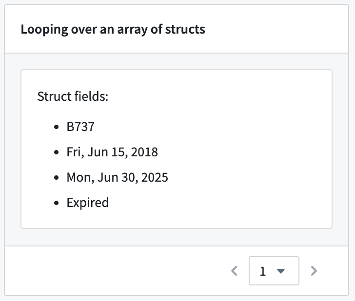 Default embedded module using 'Create New' option with an array of structs passed in.