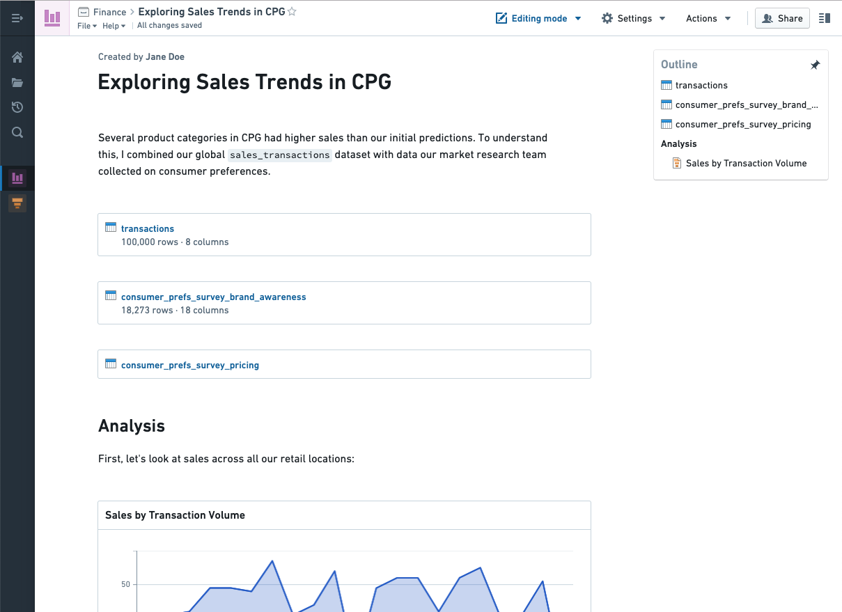 Example screenshot of the Foundry Reports application