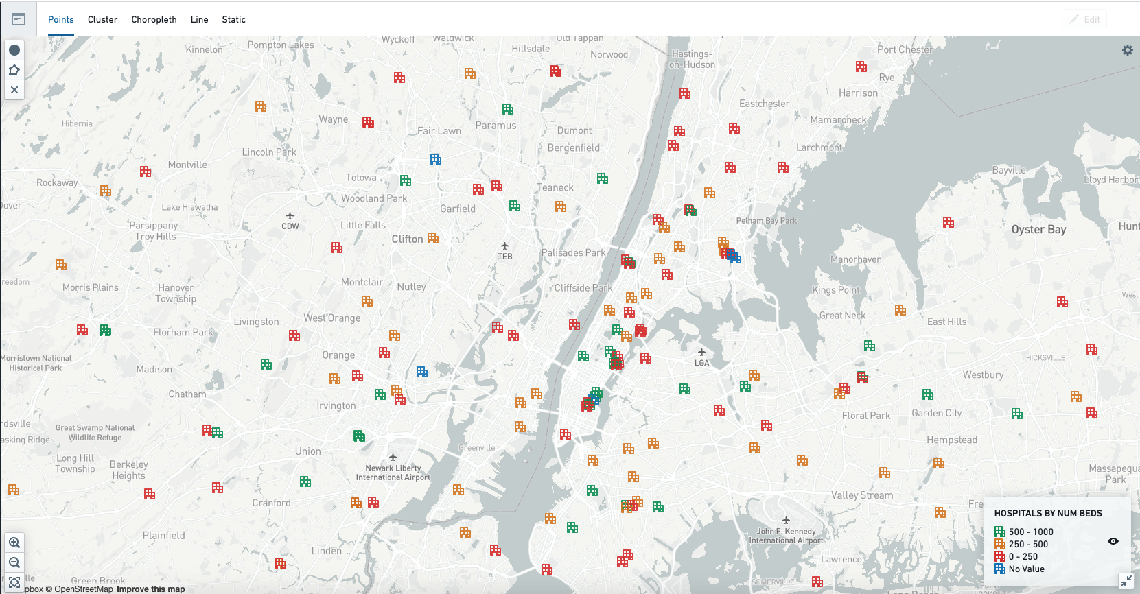 An example of a point layer on a Map [Legacy] widget.