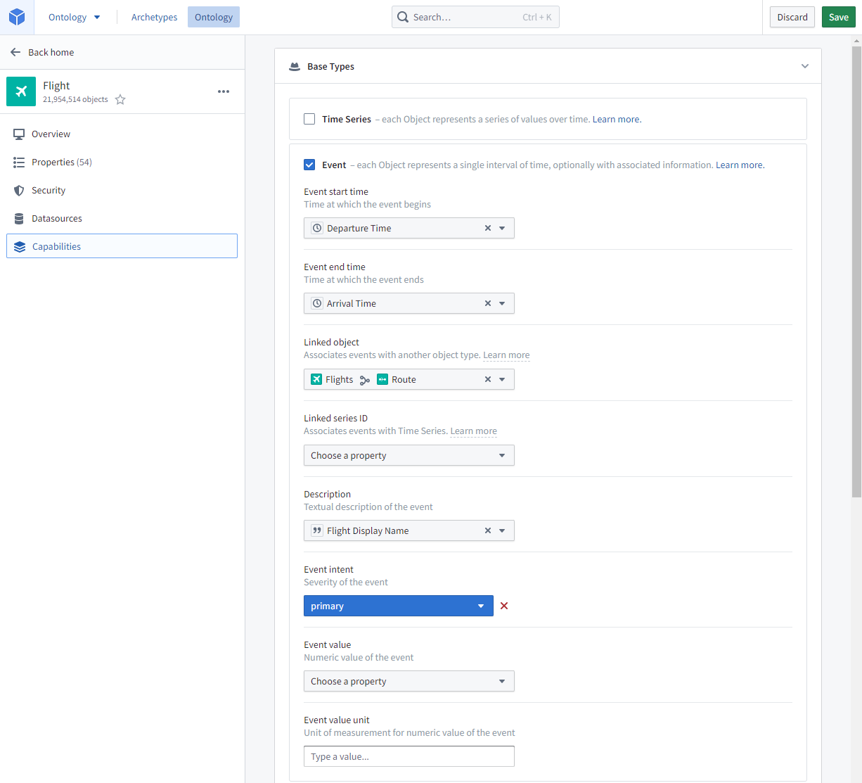 Event configuration in the Ontology Manager