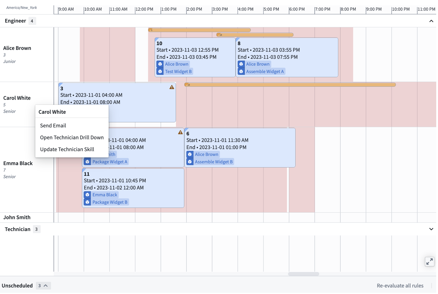 Example of Row Right Click Menu.