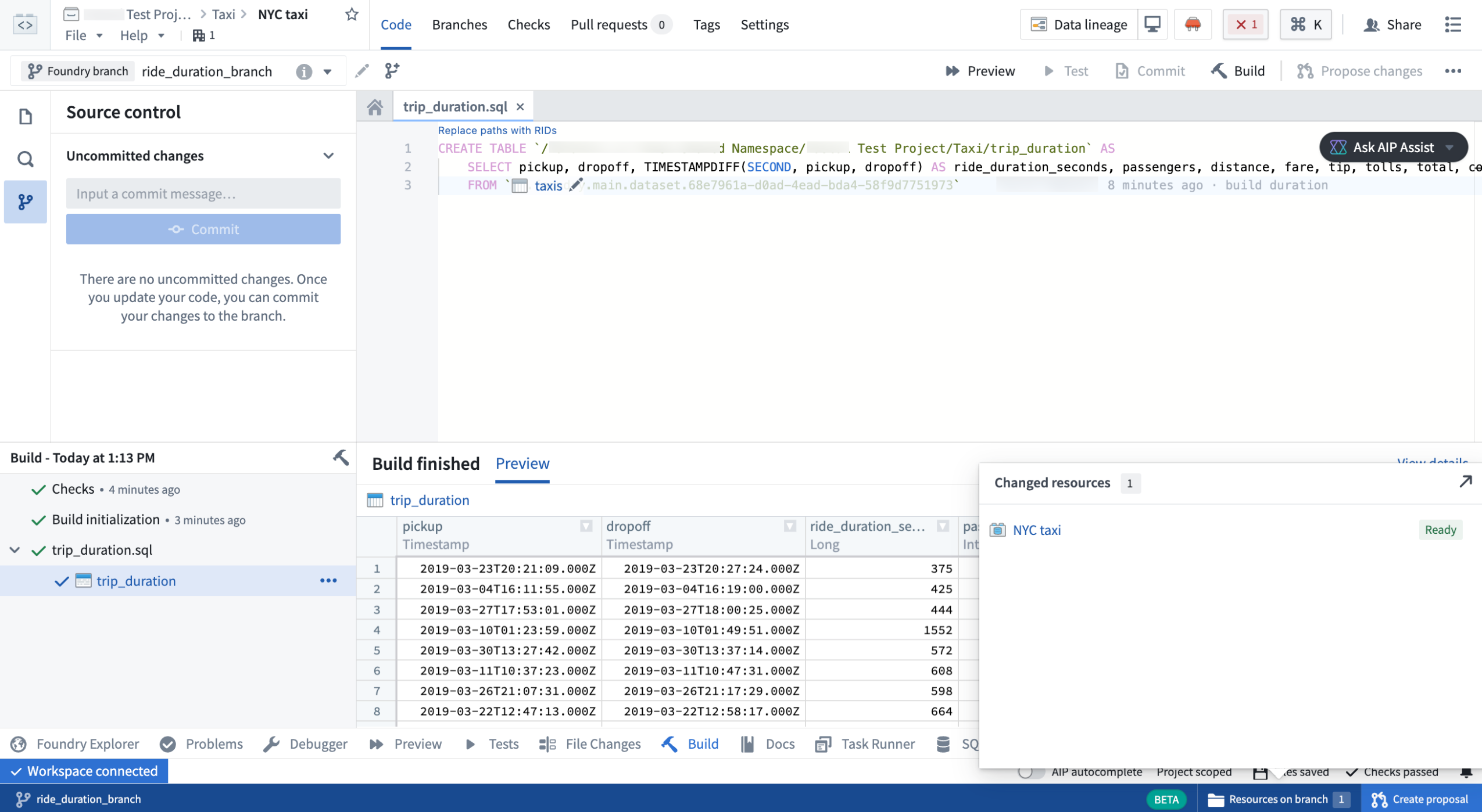 Modifying a code repository on a branch.