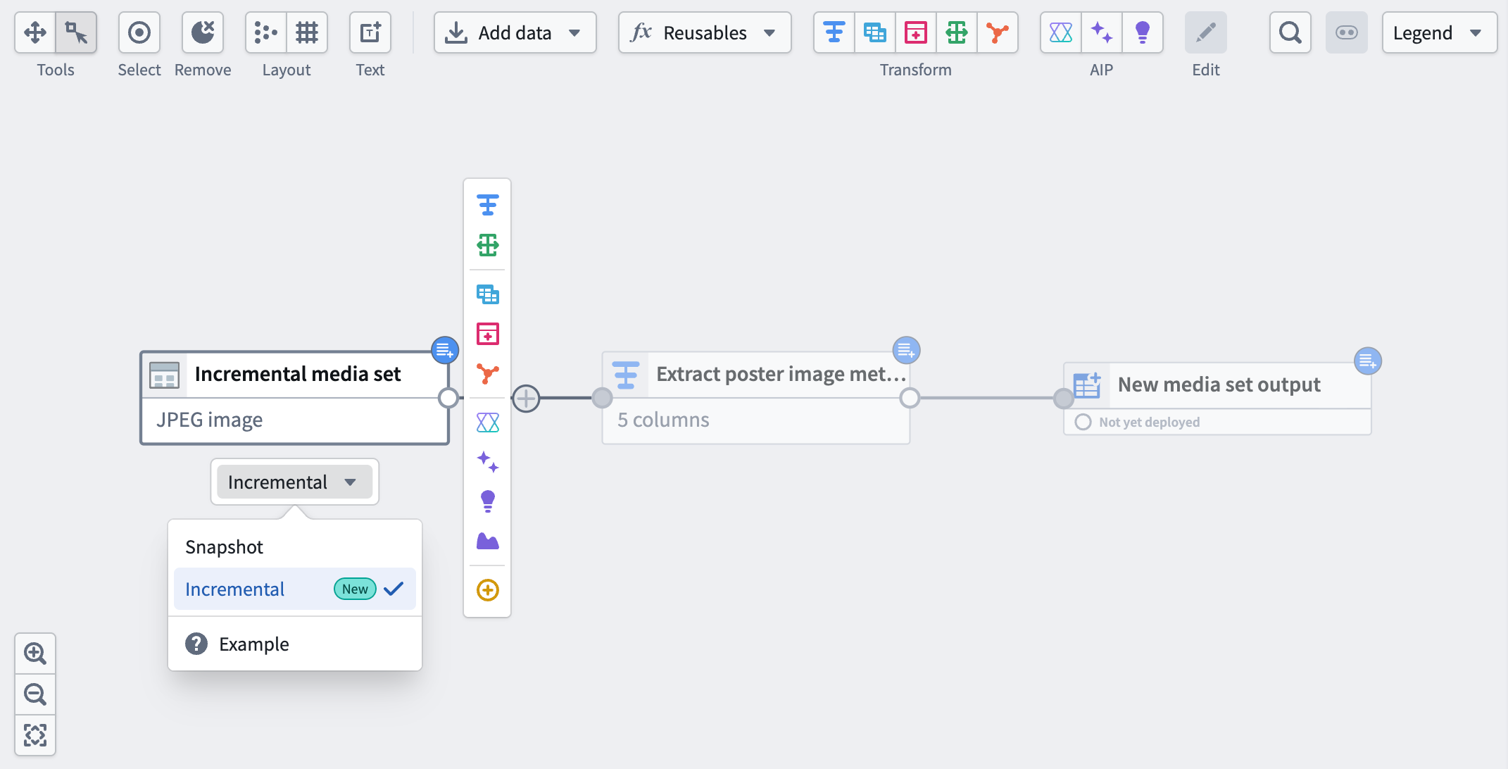 A media set input with the incremental option selected.