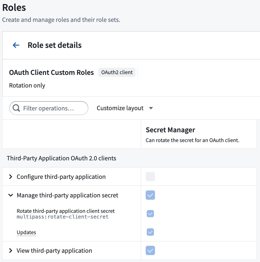 The Roles section in Foundry Settings allows you to customize OAuth client roles.