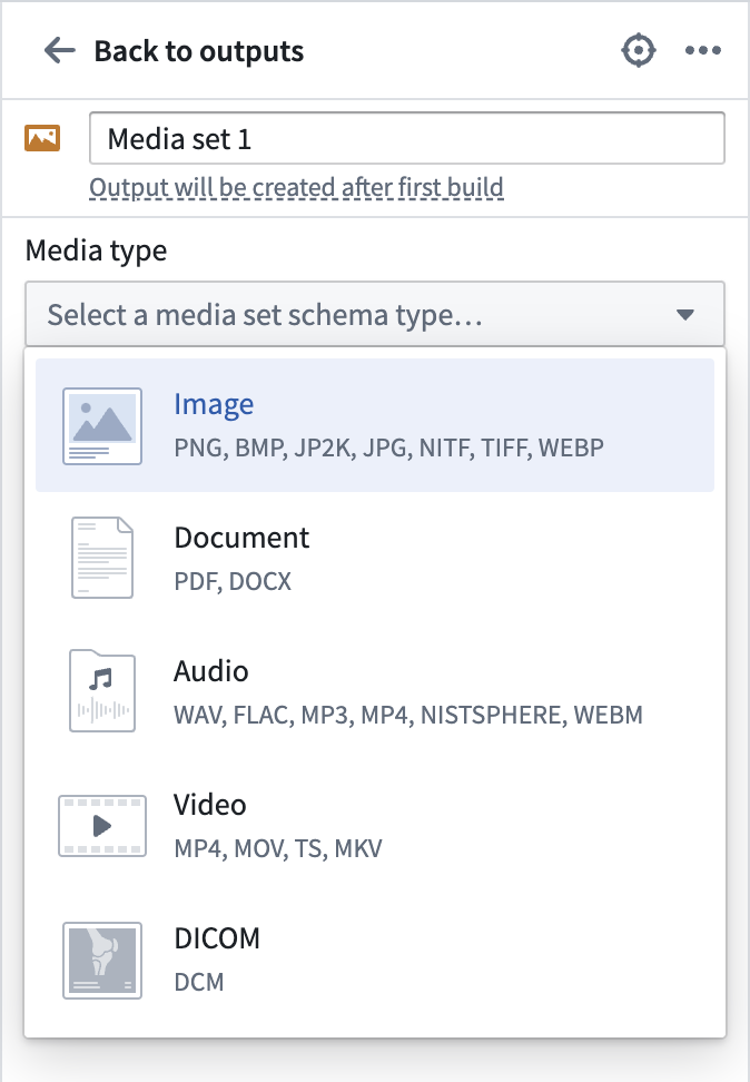 Configuring the media set media type.