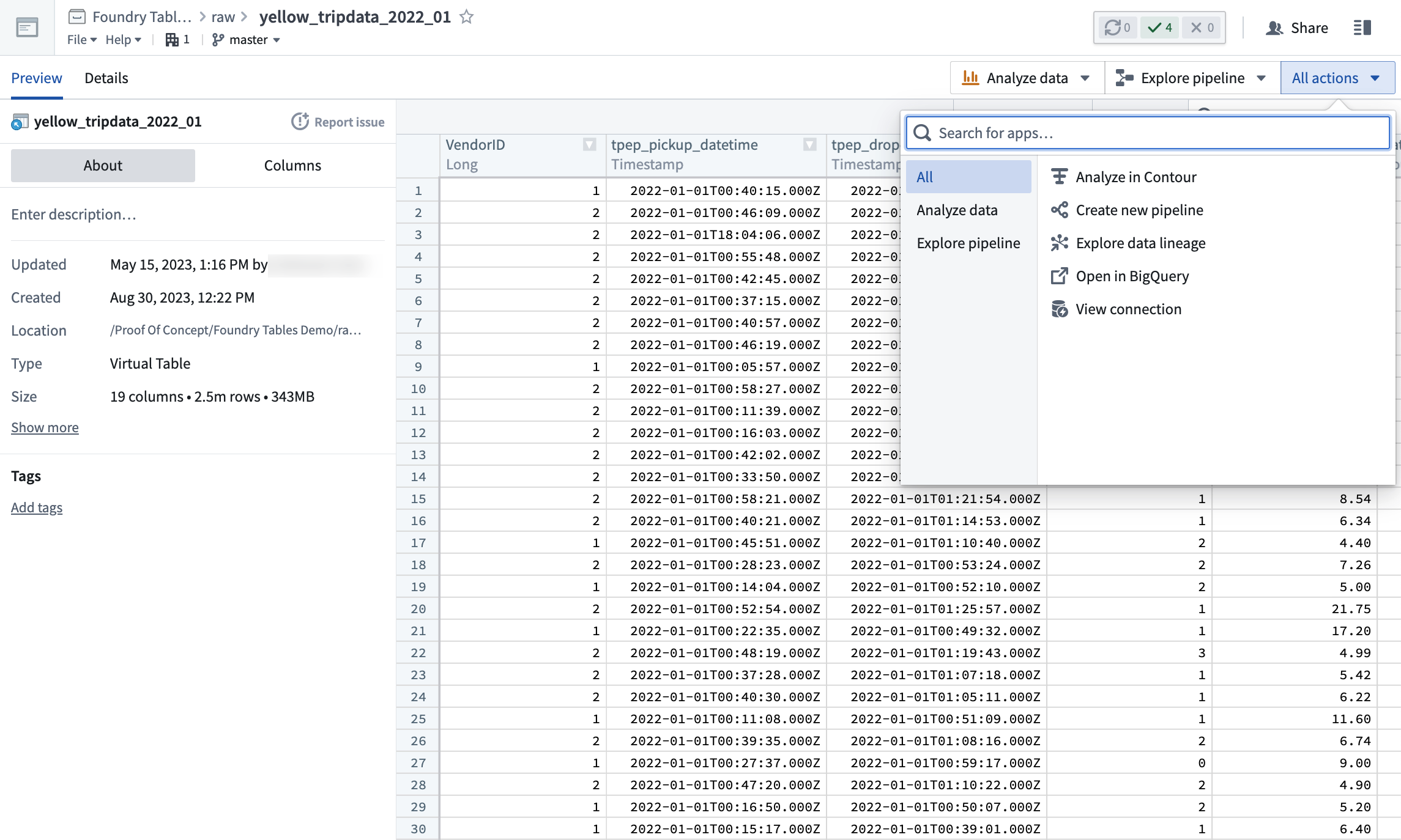 Options for using Virtual Tables in Foundry applications