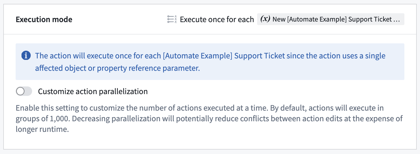 Action effect parallelization setting